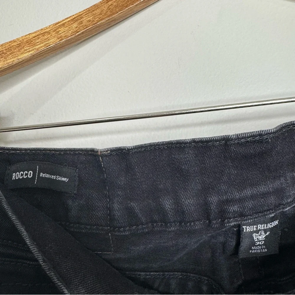 True Religion Men’s Black Rocco Flap Back Slim Y2K Style‎ Denim Jeans Size 30